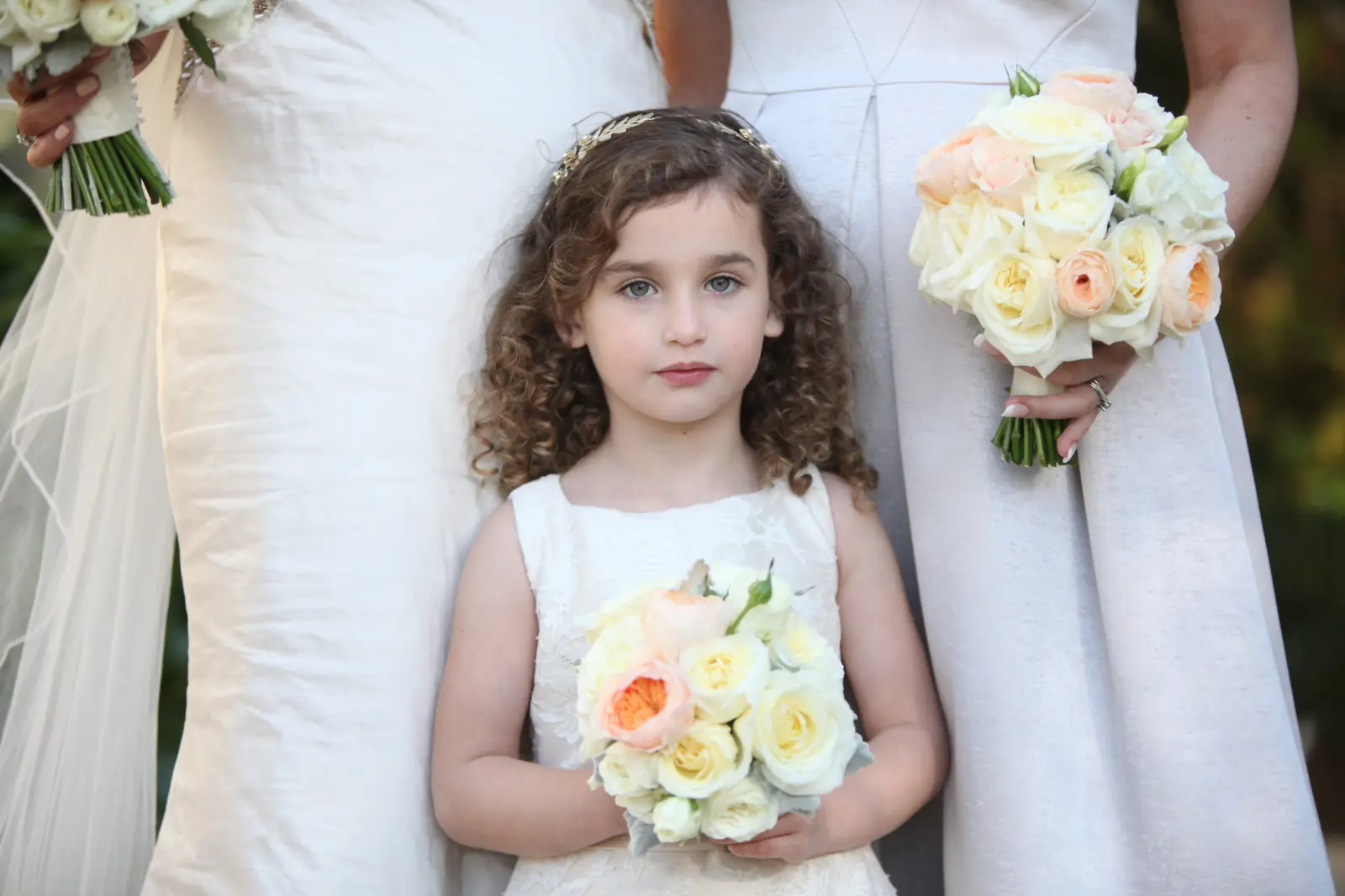 Flower girl holding a bouquet